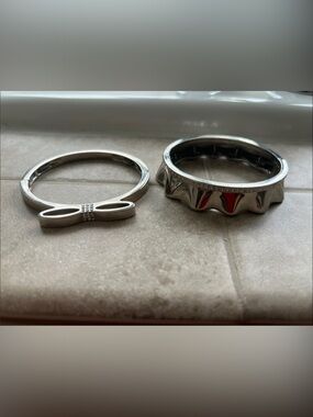 Lia Sophia Silver Bow and Sculpted Stackable Bracelets
